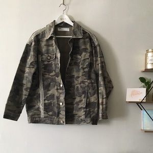 Zara | army camo embellish denim oversized jacket